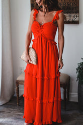 Robes de princesse à bretelles spaghetti et à fentes unies